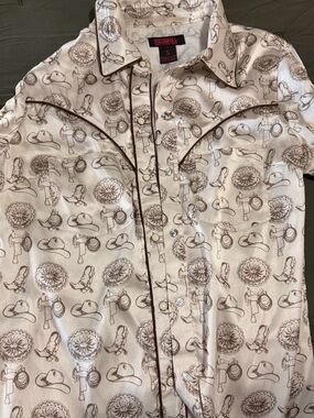 Western-Print Men's Shirt - Beige/Brown